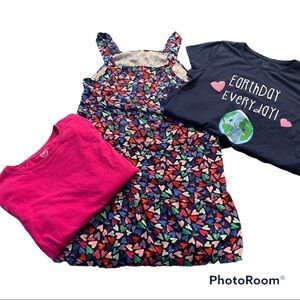 Wonder Nation Big Girls Graphic Heart Dress + Long&Short Sleeve Tees bundle